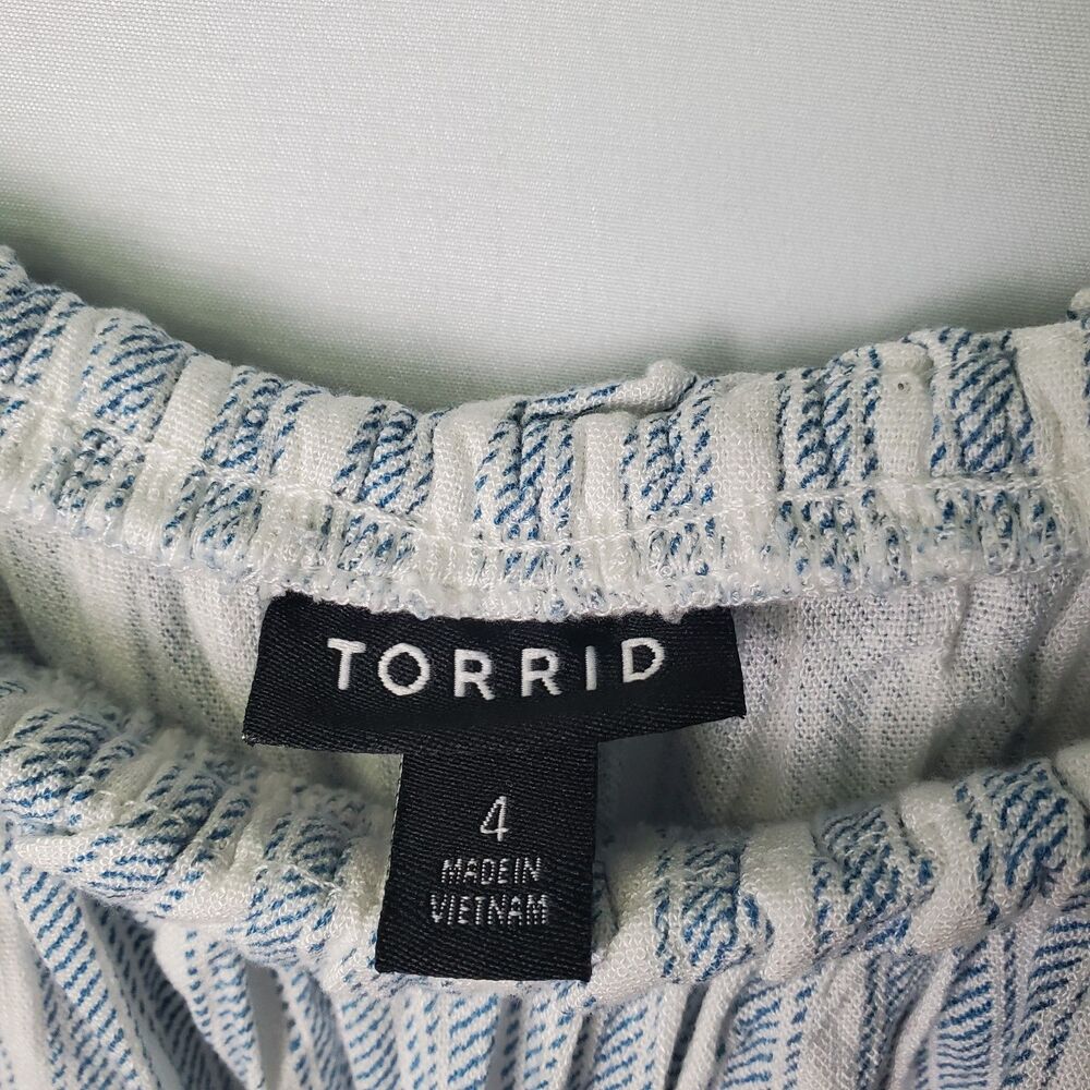 🌿Torrid Striped Light Blue High-Waist Midi Skirt And Ruffle Tube Top Set - Picture 9 of 10